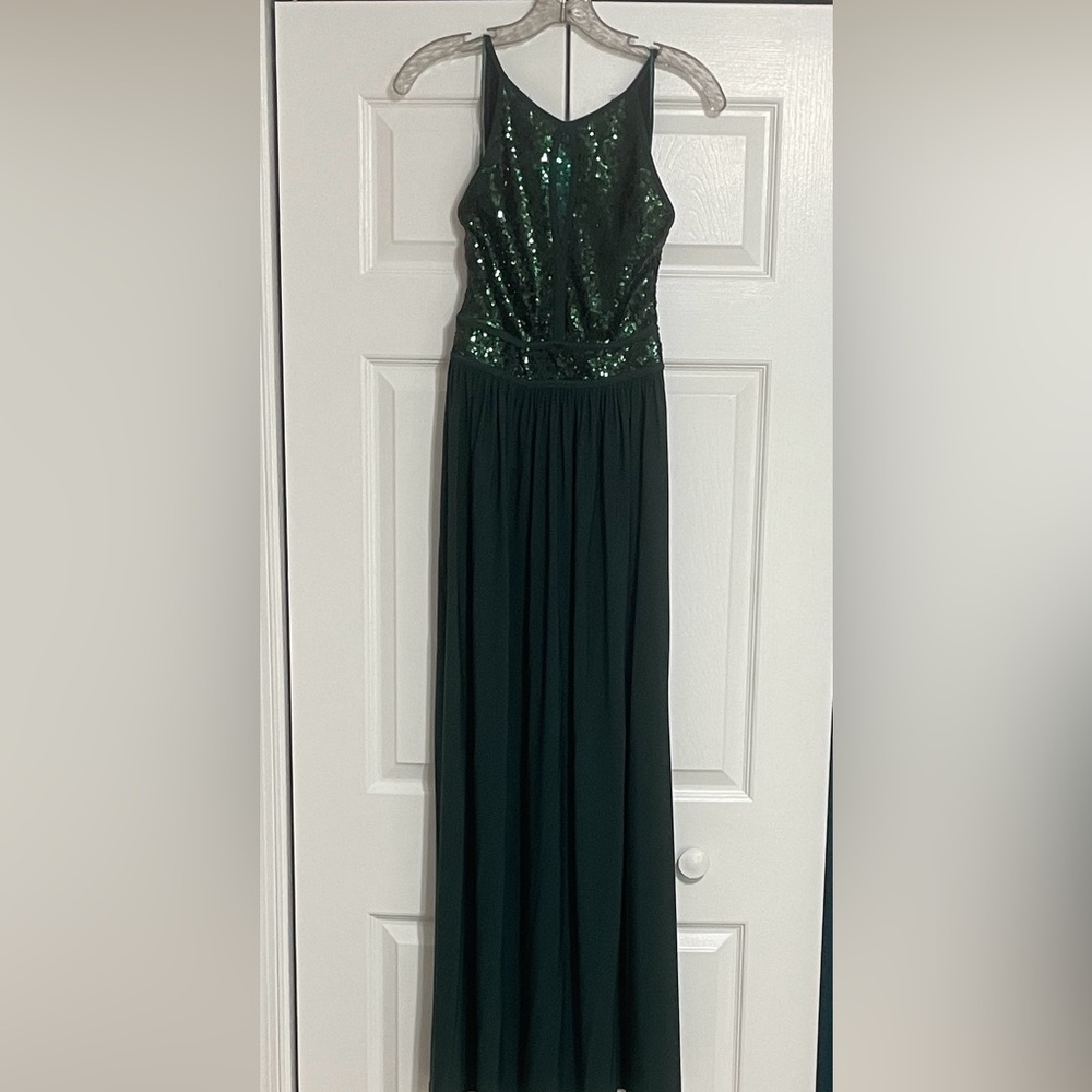 Morgan & Co. Dark Green Sequin Maxi Dress